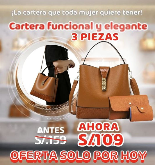 CARTERA FASHION X 3 PIEZAS
